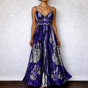 VTG Y2K Dancing Queen Purple Butterfly Beaded Gem Fairy Dress Homecoming Size S
